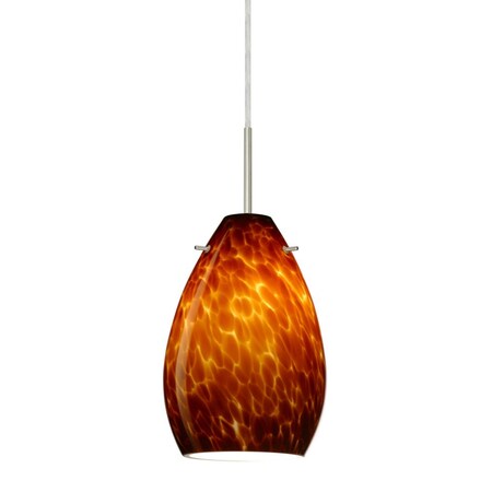 Besa Lighting Besa Pera 6 Pendant Satin Nickel Amber Cloud 1x50W Candelabra 1BC-171318-SN